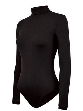 Chasse Girls' Black Long-Sleeve Turtleneck Bodysuit